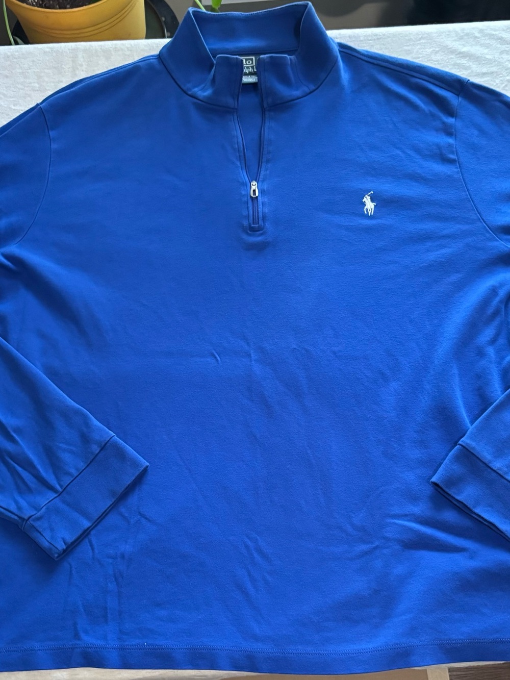 Polo Ralph Lauren Quarter Zip Pullover Royal Blue Pima Cotton XXL Mens